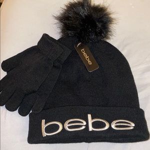 Bebe beanie hat and gloves